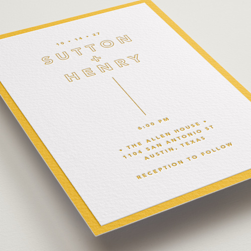 This is a dandelion letterpress wedding invitations with letterpress by Kindred Fields called color tone printing on somerset500 in standard