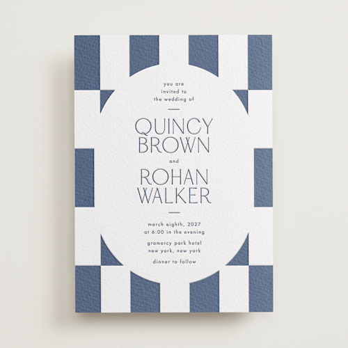 This is a navy letterpress wedding invitations with letterpress by Blustery August called beech printing on somerset500 in standard