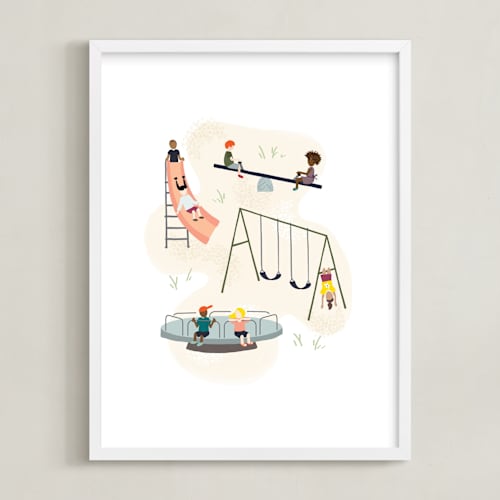 This is a playground blue kids wall art by JeAnna Casper called together