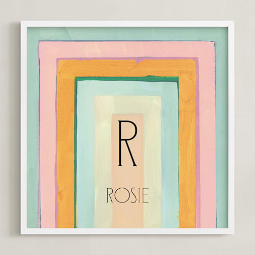 This is a mint personalized art for kids by Lindsay Megahed called rainbow twist - custom