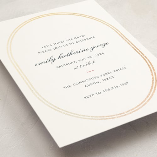 This is a cherry graduation invitations with foil pressed by Megan Davis called toast the grad printing on signature in standard