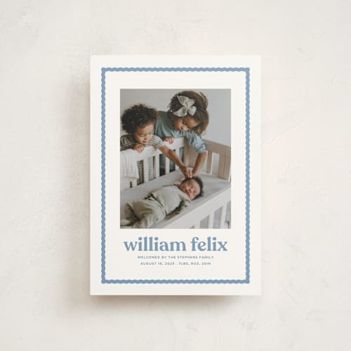 This is a water birth announcement postcards with standard by Lea Delaveris called first impression printing on signature in postcard